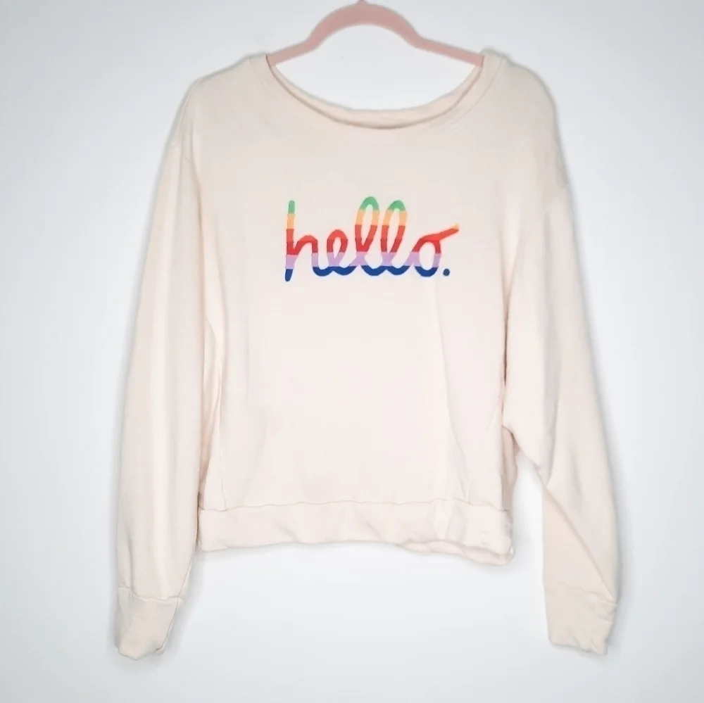 Blank Paige Rainbow Embroidered Hello Sweatshirt M_2
